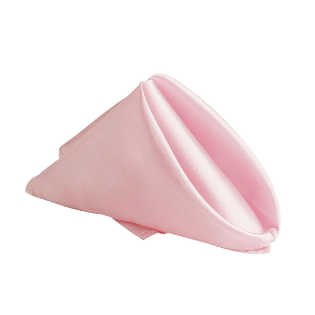 5 Pack Satin 20"x20" Napkins Blush - Luxurious Shine & Smooth Dinner Napkins