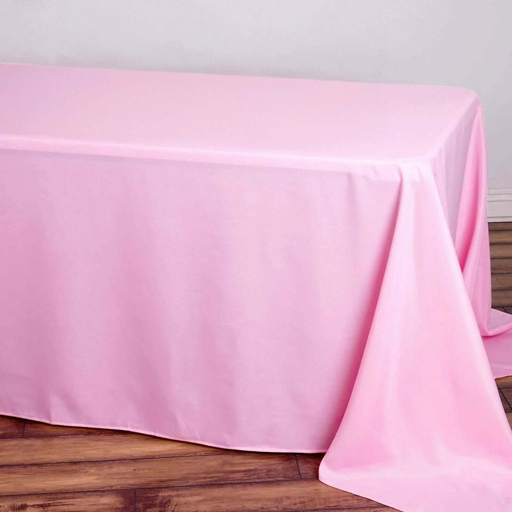 Polyester 90"x132" Rectangle Tablecloth Pink - Seamless Wrinkle-Resistant Table Cover