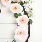 6ft Blush Artificial Silk Rose Hanging Flower Garland Vine