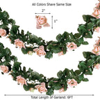 6ft Cream Artificial Silk Rose Garland UV Protected Flower Chain