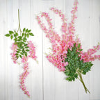 5 Pack 44" Silk Hanging Wisteria Flower Garland Vines in Pink, 3 Strands in 1 Bush