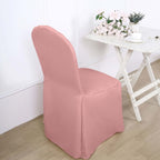 Polyester Slip On Banquet Chair Covers Dusty Rose - Stain-Resistant Reusable Durable Fabric