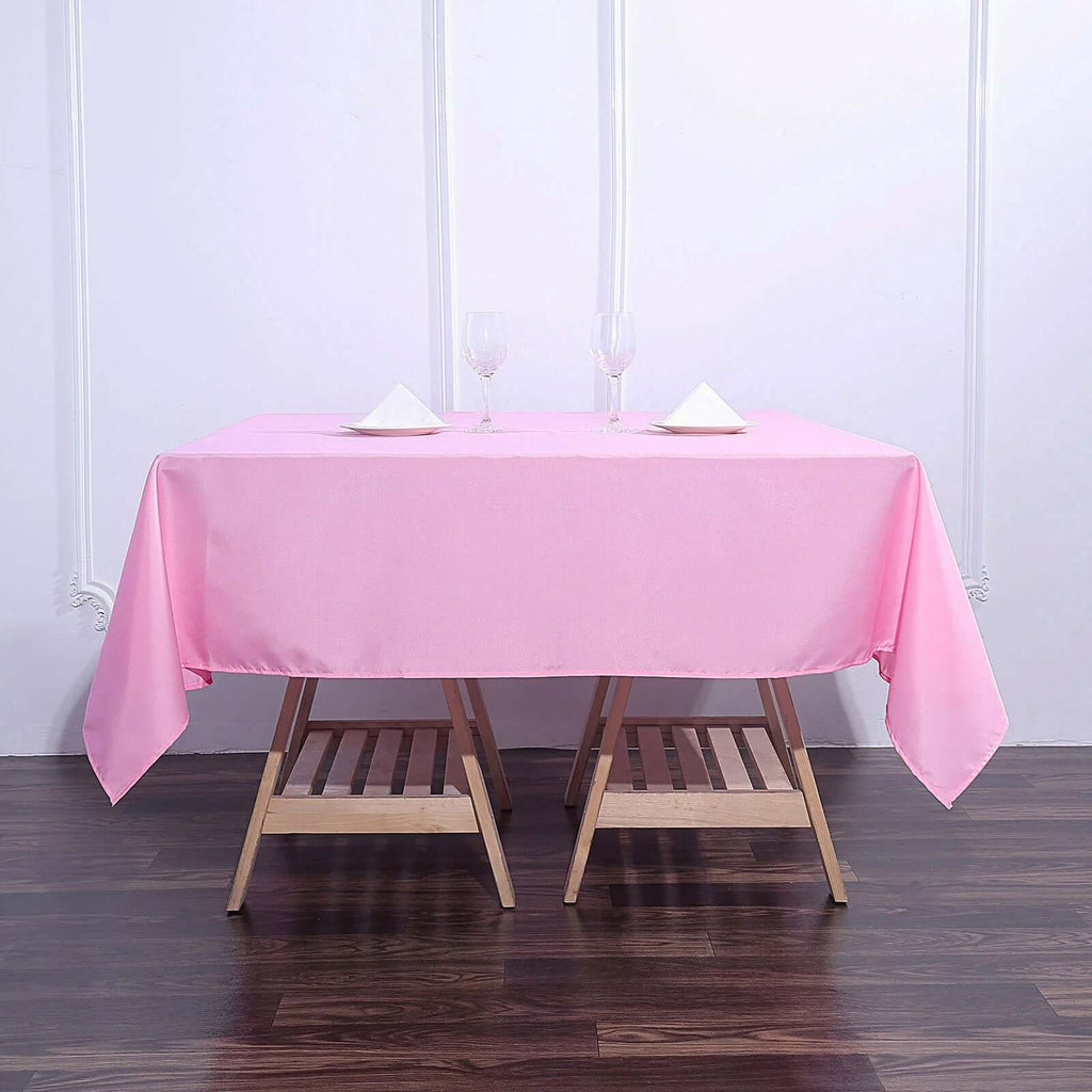 Polyester Square 70"x70" Tablecloth Pink - Wrinkle-Resistant & Durable Table Cover