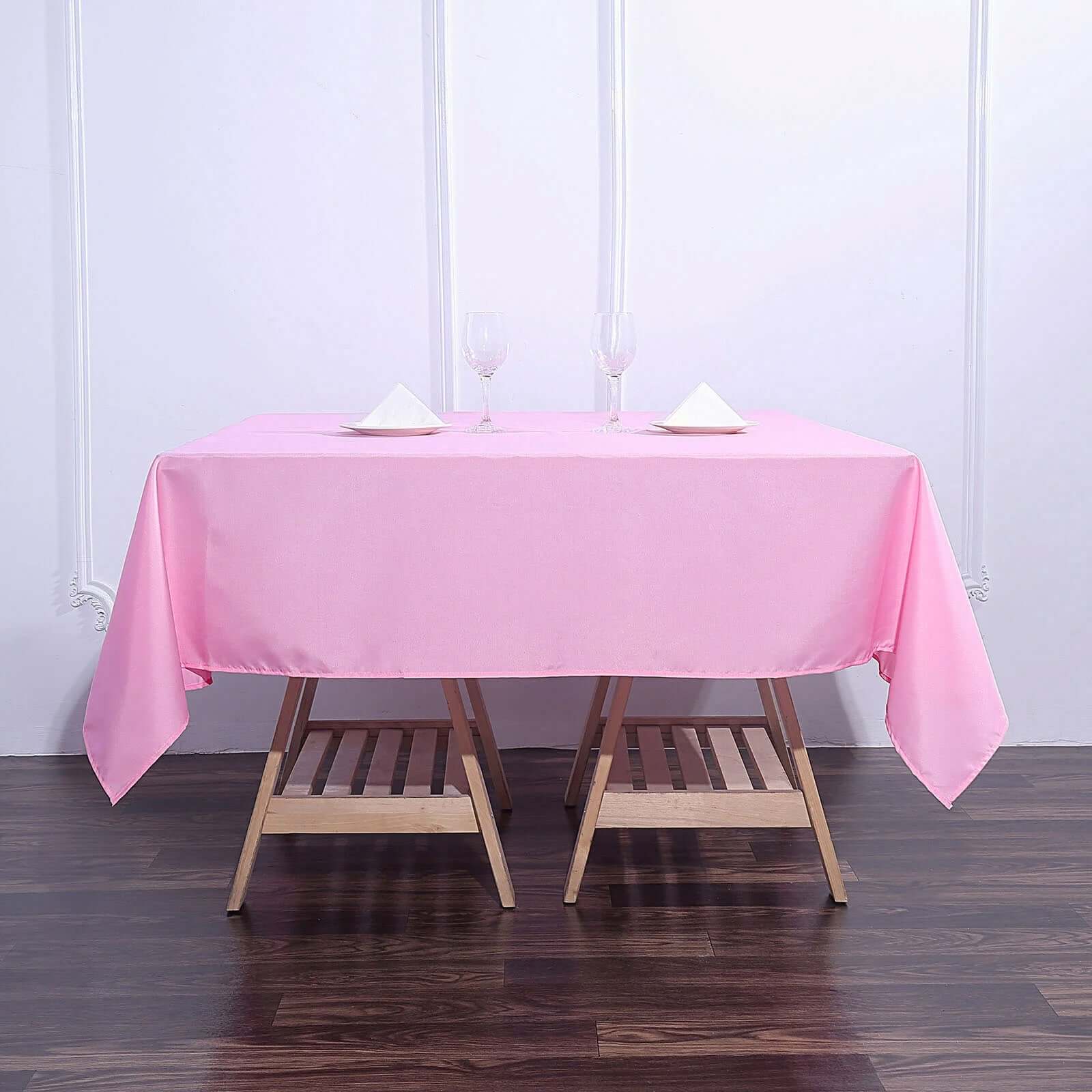 Polyester Square 70"x70" Tablecloth Pink - Wrinkle-Resistant & Durable Table Cover
