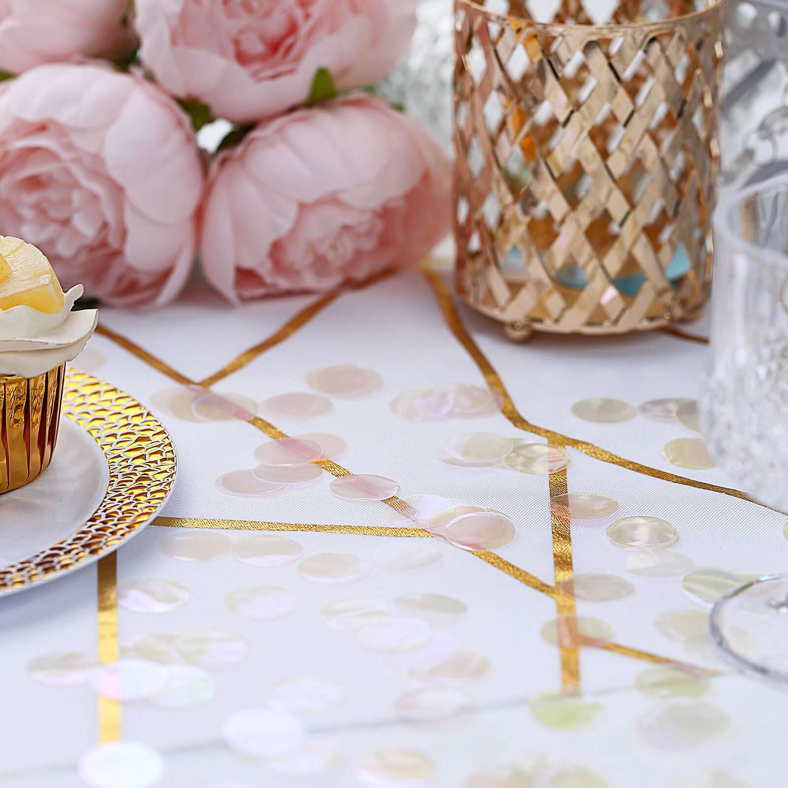 Metallic Round Party Confetti 18G Bag Iridescent Foil, Balloon Table Confetti Glitter Dots for Festive Weddings Baby Bridal Showers & Events