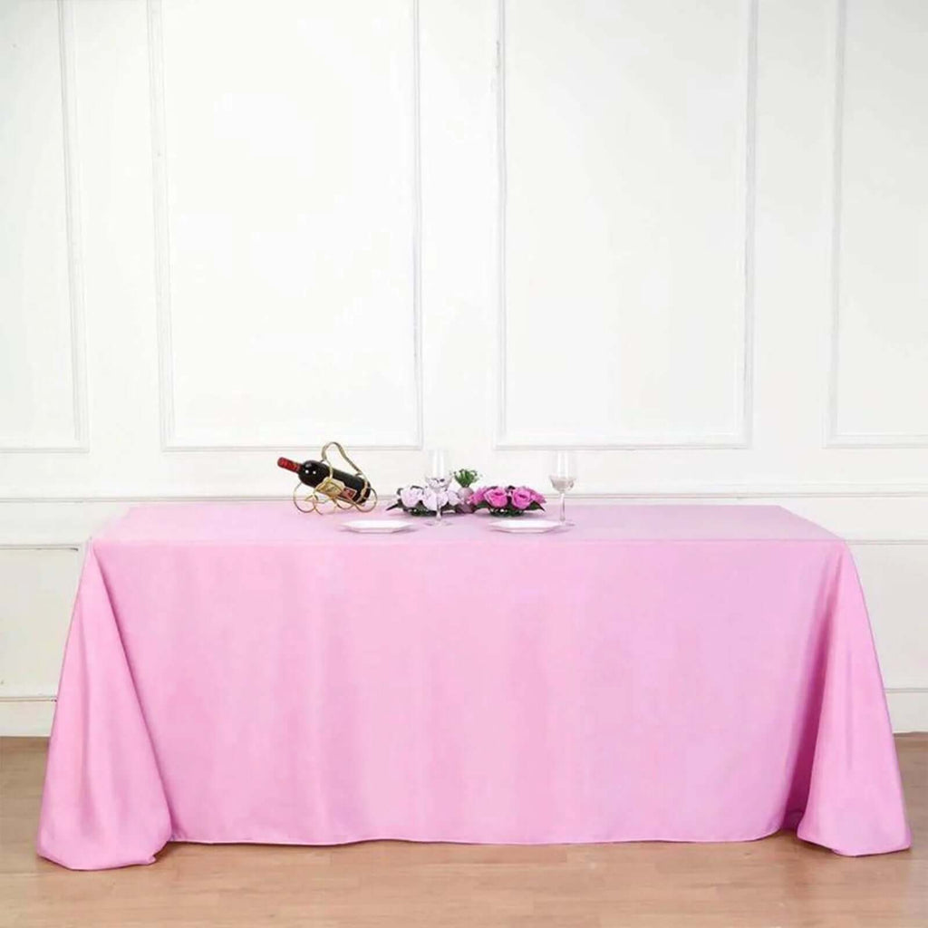 Polyester 90"x132" Rectangle Tablecloth Pink - Seamless Wrinkle-Resistant Table Cover