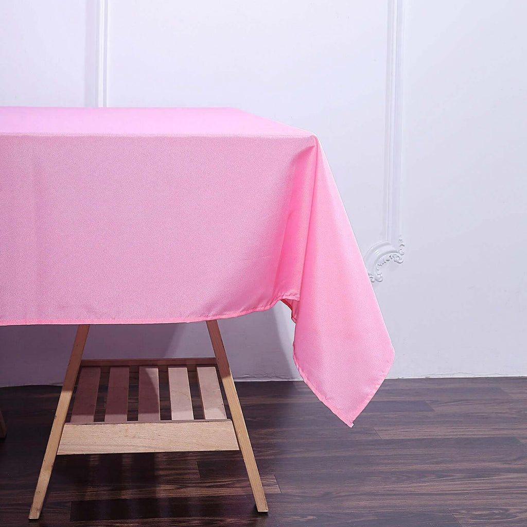 Polyester 70"x70" Table Overlay Square Tablecloth Pink - Wrinkle-Resistant & Durable Table Cover
