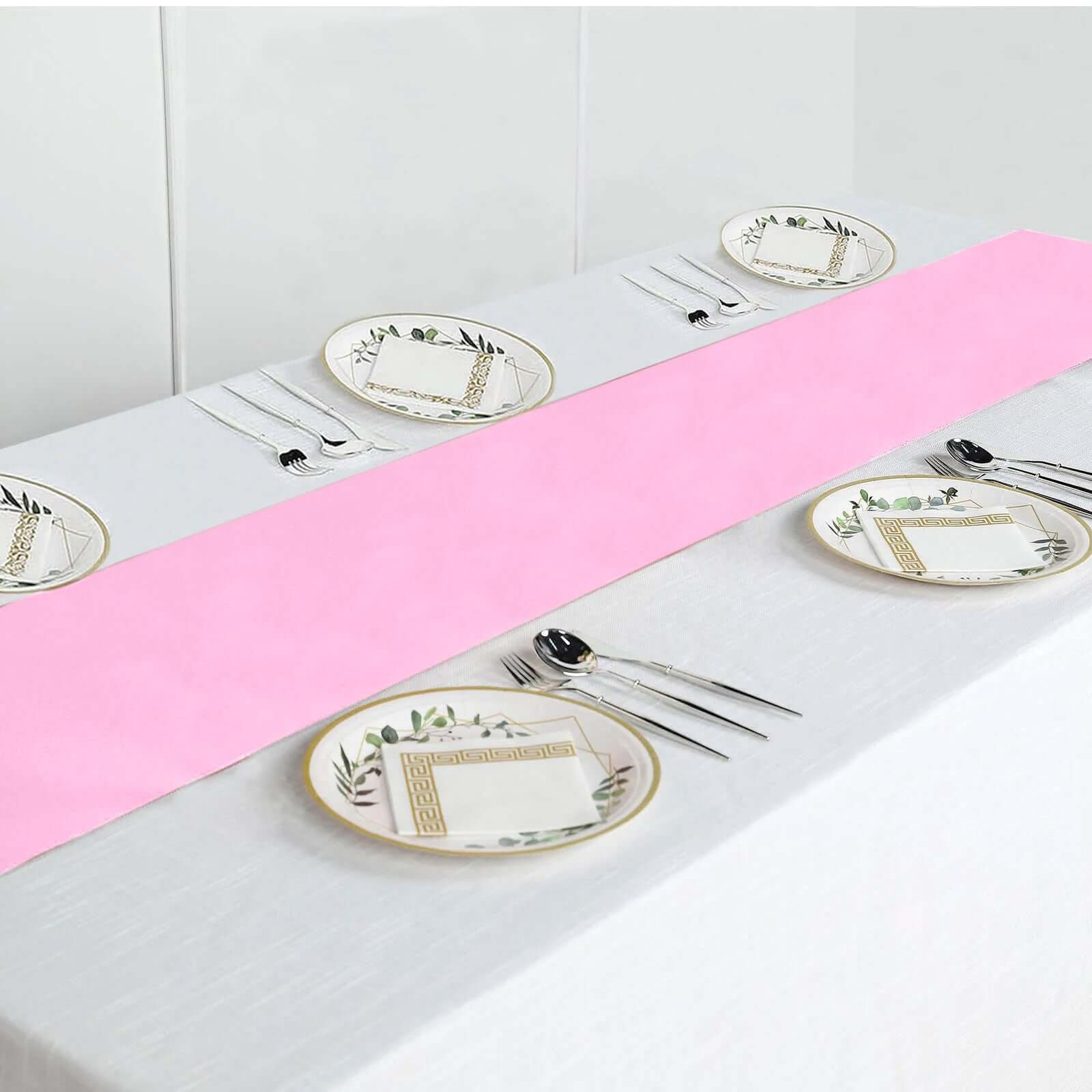 Polyester 12"x108" Table Runner Pink - Durable & Wrinkle-Resistant Table Decor