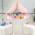 2 Pack 7" Pink Artificial Silk Rose Kissing Ball, Faux Flower Ball