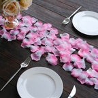 500-Pack Rose Petals Round Design White Pink Silk Confetti - Decorative Scatters for Tables and Floors