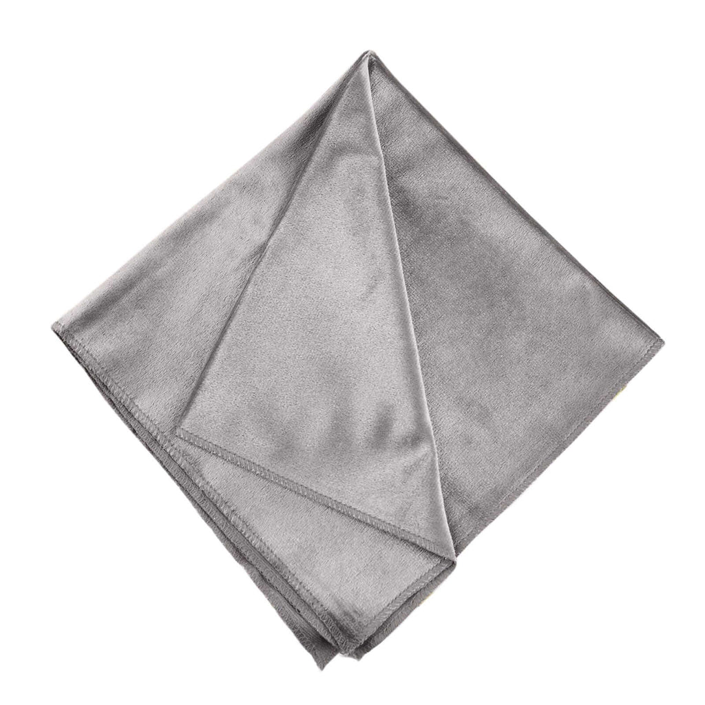 5 Pack Premium Velvet 20"x20" Napkins Silver - Soft Sheen Finish Cloth Napkins