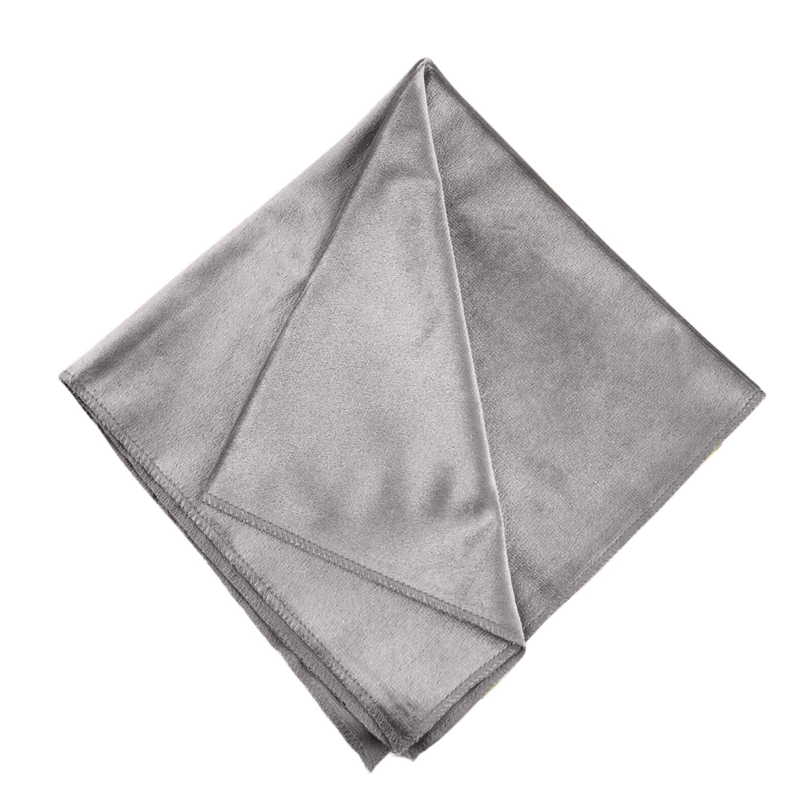 5 Pack Premium Velvet 20"x20" Napkins Silver - Soft Sheen Finish Cloth Napkins