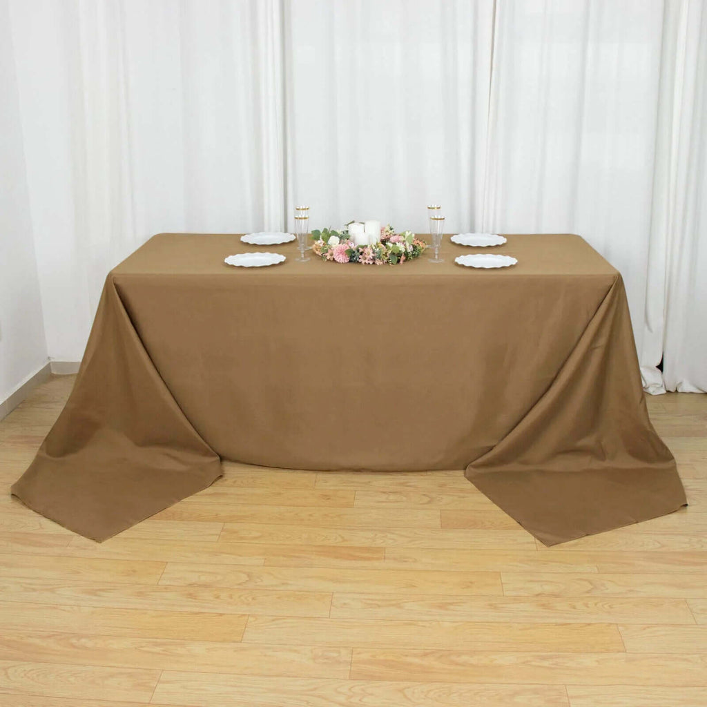 Polyester 90"x156" Rectangle Tablecloth Taupe - Seamless Wrinkle-Resistant Table Cover