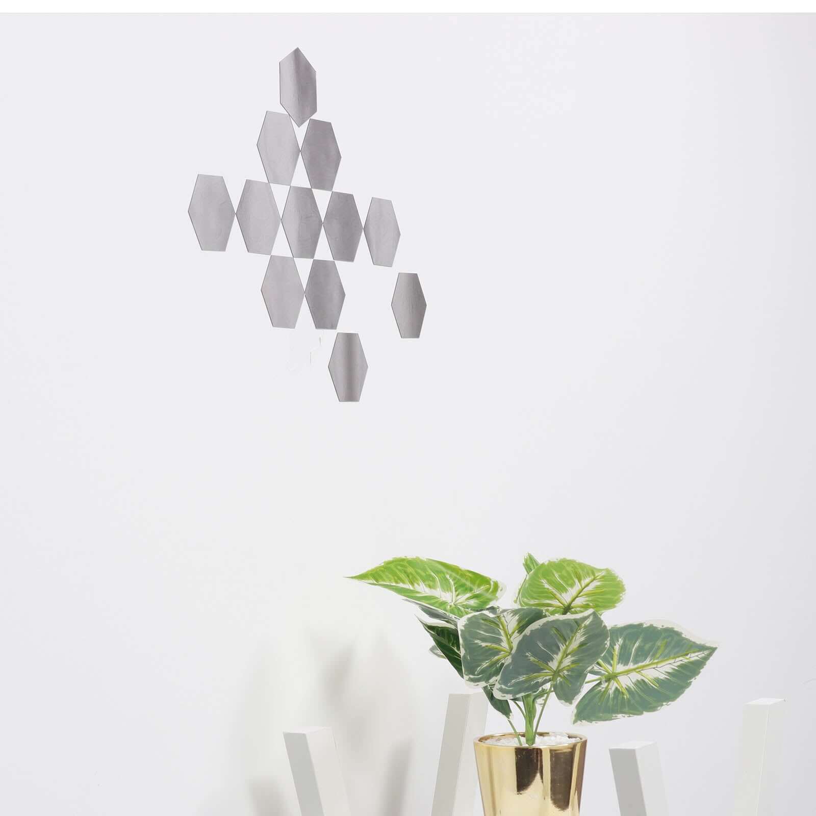 12 Pack Hexagon Acrylic Mirror Wall Stickers, 5" Removable Wall Decals For Home Decor
