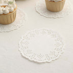 100 Pcs Paper 4" Round Placemats in White - Food Grade Lace Paper Doilies for Dessert Display & Table Decor