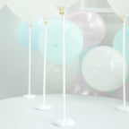 5 Pack White Balloon Centerpieces Holder with Floral Base, Table Top Balloon Stand Stick Kit - 17"