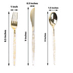 24-Pack Plastic Cutlery Set Metallic Gold with Gold Glitter - Stylish Disposable Silverware Pack 8"