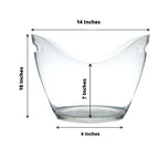 Plastic Ice and Drinks Bucket Clear - Large Capacity Modern Boat Shaped Party Beverage Cooler Storage Tub With Comfortable Handles for Indoor & Outdoor Gatherings 7 Liter - Bell Racket Store