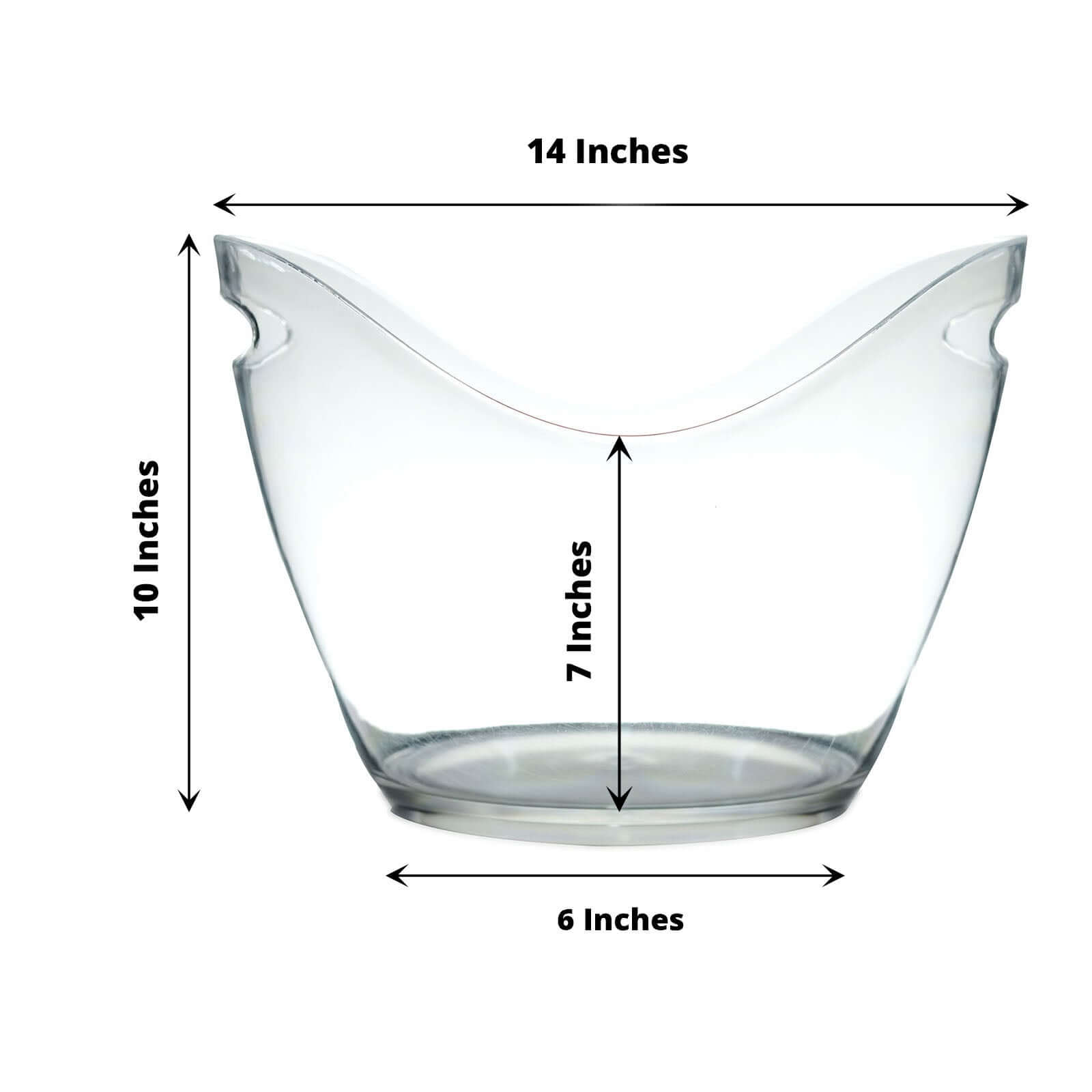 Plastic Ice and Drinks Bucket Clear - Large Capacity Modern Boat Shaped Party Beverage Cooler Storage Tub With Comfortable Handles for Indoor & Outdoor Gatherings 7 Liter - Bell Racket Store