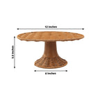 Plastic Round Rattan Wicker Pedestal Cake Stand Natural for Home Parties & Events 12" - Bell Racket Store