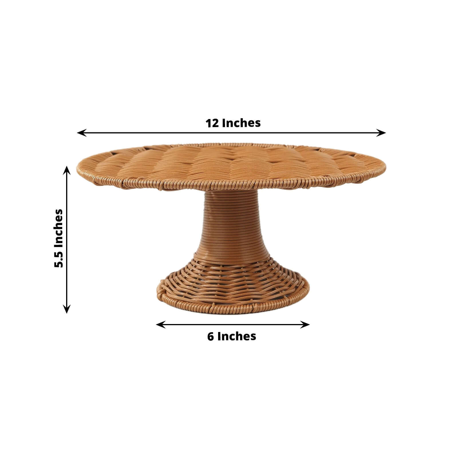 Plastic Round Rattan Wicker Pedestal Cake Stand Natural for Home Parties & Events 12" - Bell Racket Store
