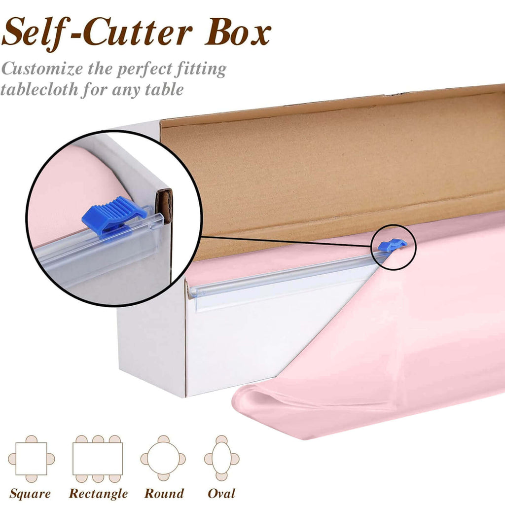 Plastic Table Cover Roll Blush with Slide Cutter - Customizable Disposable Tablecloth Roll 54"x300ft - Bell Racket Store