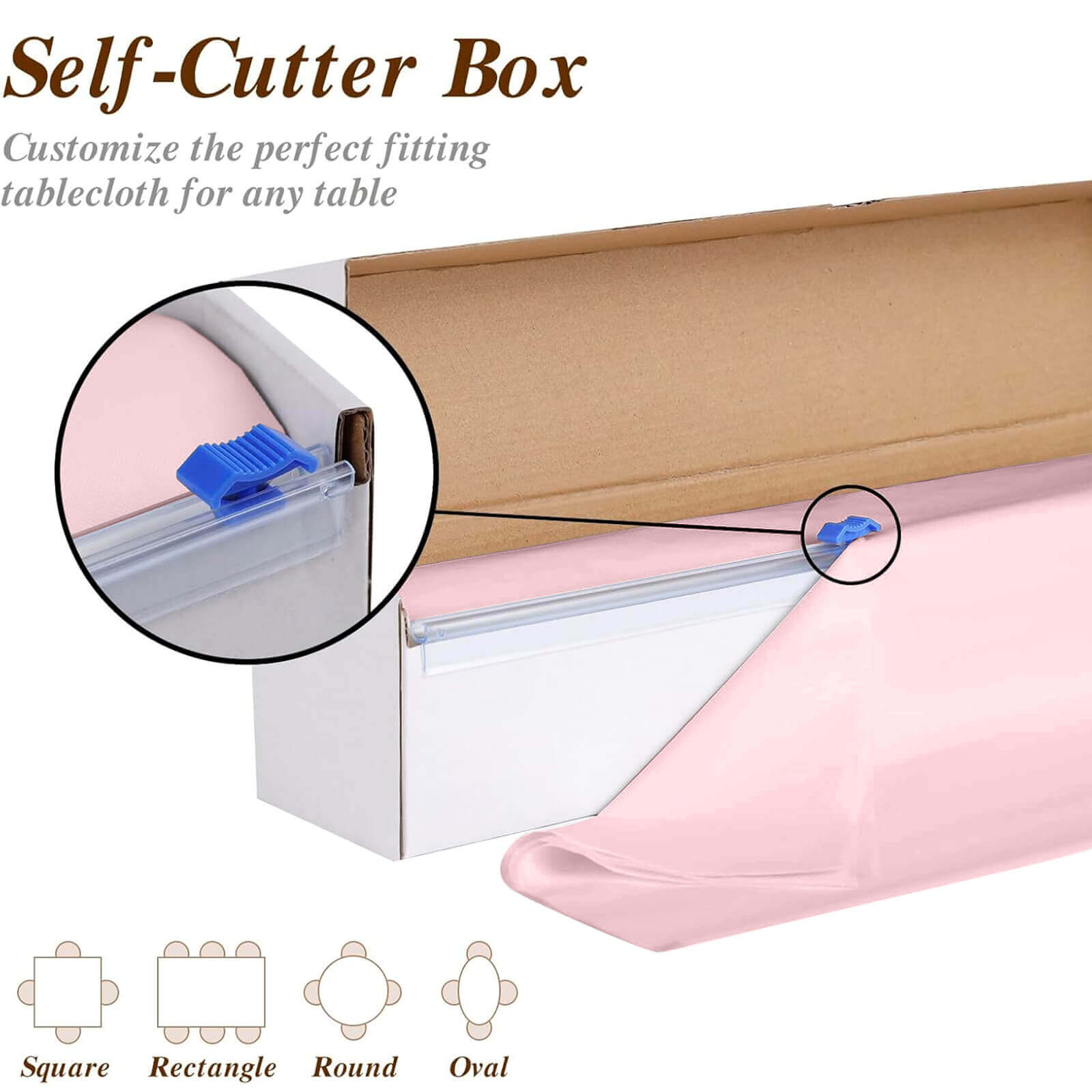 Plastic Table Cover Roll Blush with Slide Cutter - Customizable Disposable Tablecloth Roll 54"x300ft - Bell Racket Store