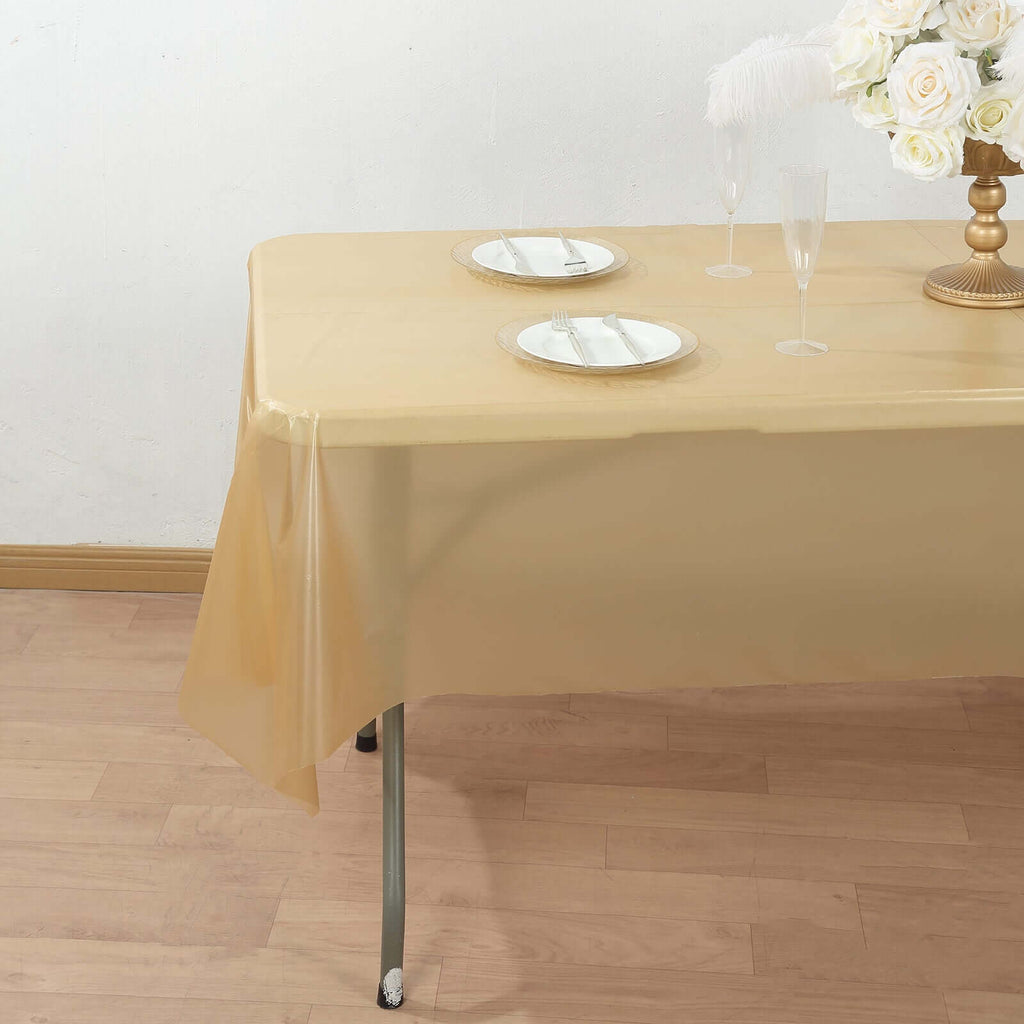 Plastic Table Cover Roll Gold with Slide Cutter - Customizable Disposable Tablecloth Roll 54"x300ft - Bell Racket Store