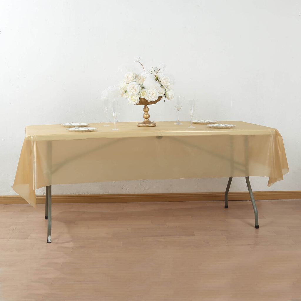 Plastic Table Cover Roll Gold with Slide Cutter - Customizable Disposable Tablecloth Roll 54"x300ft - Bell Racket Store