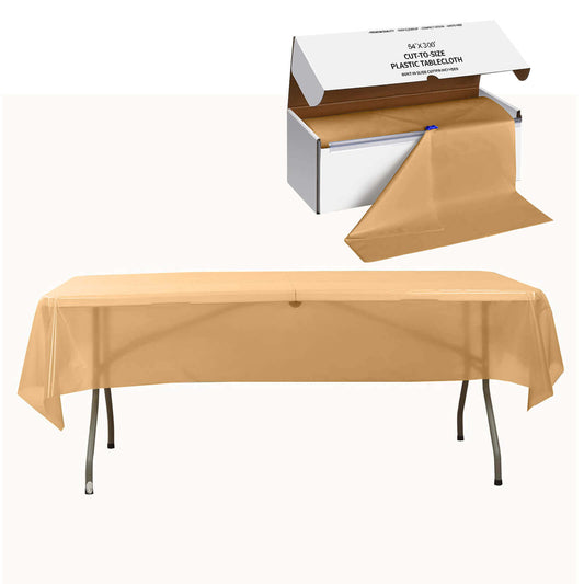 Plastic Table Cover Roll Gold with Slide Cutter - Customizable Disposable Tablecloth Roll 54"x300ft - Bell Racket Store