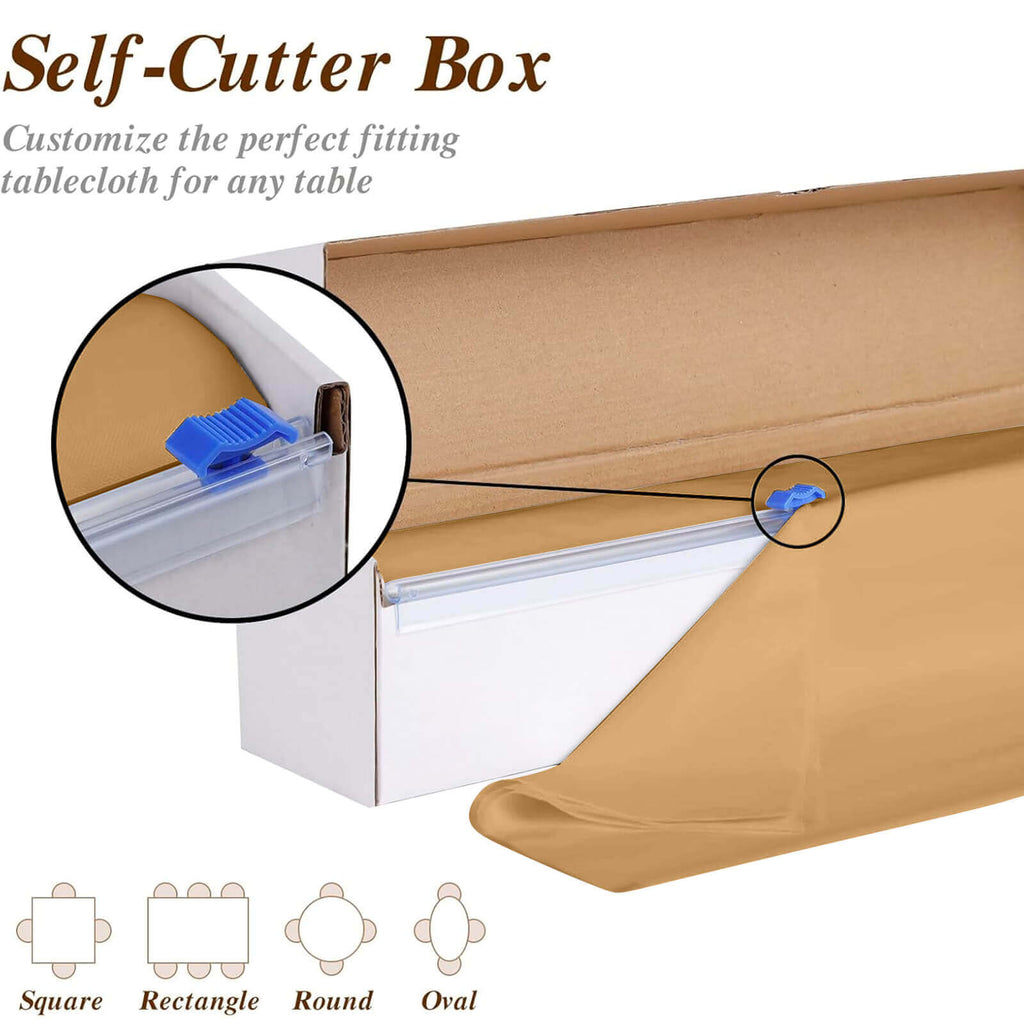 Plastic Table Cover Roll Gold with Slide Cutter - Customizable Disposable Tablecloth Roll 54"x300ft - Bell Racket Store