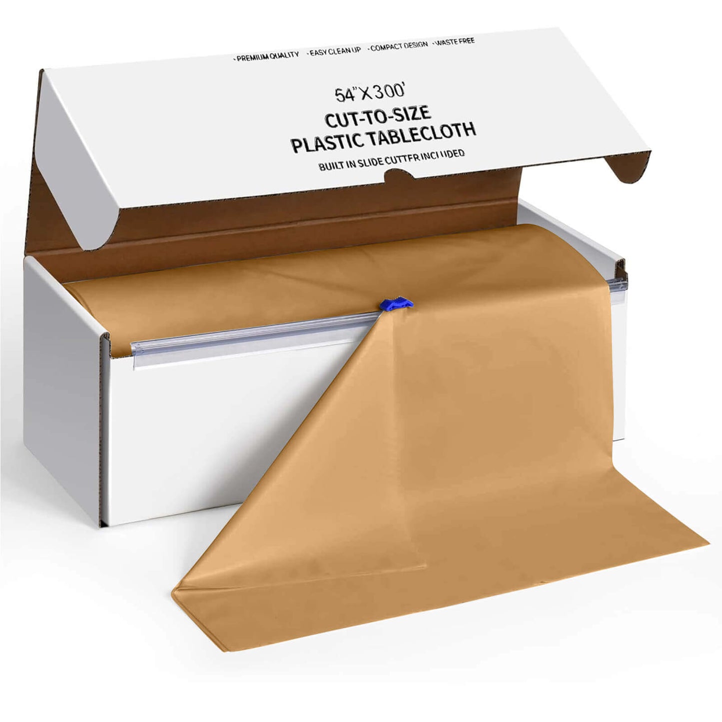Plastic Table Cover Roll Gold with Slide Cutter - Customizable Disposable Tablecloth Roll 54"x300ft - Bell Racket Store