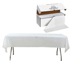 Plastic Table Cover Roll White with Slide Cutter - Customizable Disposable Tablecloth Roll 54"x300ft - Bell Racket Store
