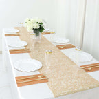 Plastic Woven Vinyl 13"x6ft Table Runner Metallic Gold - Non - Slip & Reversible Tabletop Decor - Bell Racket Store