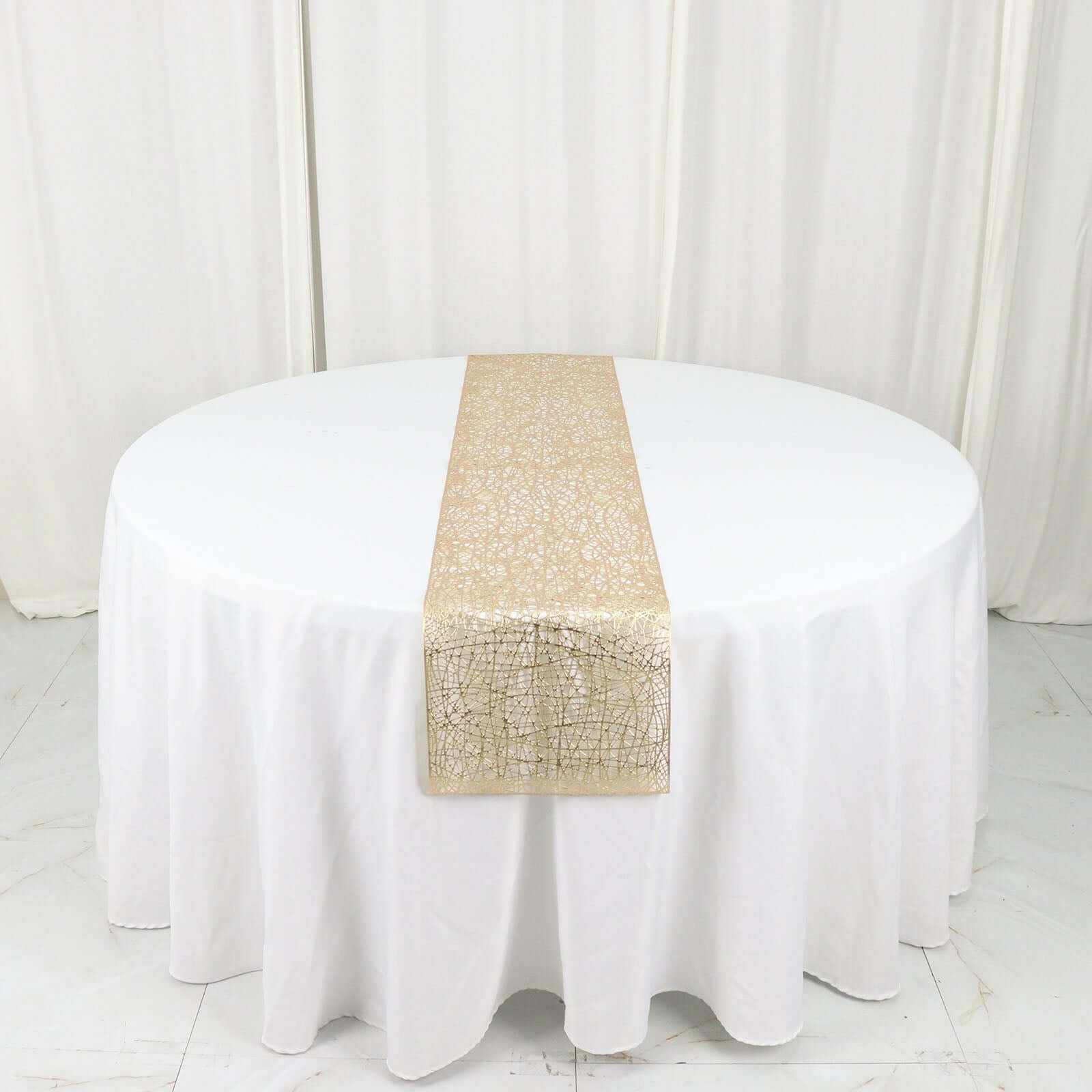 Plastic Woven Vinyl 13"x6ft Table Runner Metallic Gold - Non - Slip & Reversible Tabletop Decor - Bell Racket Store