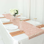 Plastic Woven Vinyl 13"x6ft Table Runner Metallic Rose Gold - Non - Slip & Reversible Tabletop Decor - Bell Racket Store