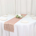 Plastic Woven Vinyl 13"x6ft Table Runner Metallic Rose Gold - Non - Slip & Reversible Tabletop Decor - Bell Racket Store