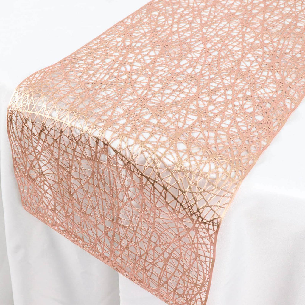 Plastic Woven Vinyl 13"x6ft Table Runner Metallic Rose Gold - Non - Slip & Reversible Tabletop Decor - Bell Racket Store