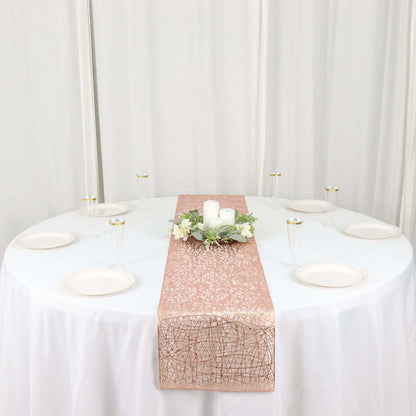 Plastic Woven Vinyl 13"x6ft Table Runner Metallic Rose Gold - Non - Slip & Reversible Tabletop Decor - Bell Racket Store