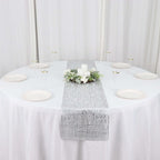 Plastic Woven Vinyl 13"x6ft Table Runner Metallic Silver - Non - Slip & Reversible Tabletop Decor - Bell Racket Store