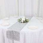 Plastic Woven Vinyl 13"x6ft Table Runner Metallic Silver - Non - Slip & Reversible Tabletop Decor - Bell Racket Store
