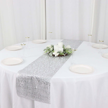 Plastic Woven Vinyl 13"x6ft Table Runner Metallic Silver - Non - Slip & Reversible Tabletop Decor - Bell Racket Store