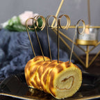 100-Pack Bamboo Cocktail Sticks Black Loop Ring Decorative Top Design - Eco Friendly Party Picks 5"