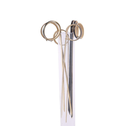 100-Pack Bamboo Cocktail Sticks Black Loop Ring Decorative Top Design - Eco Friendly Party Picks 5"