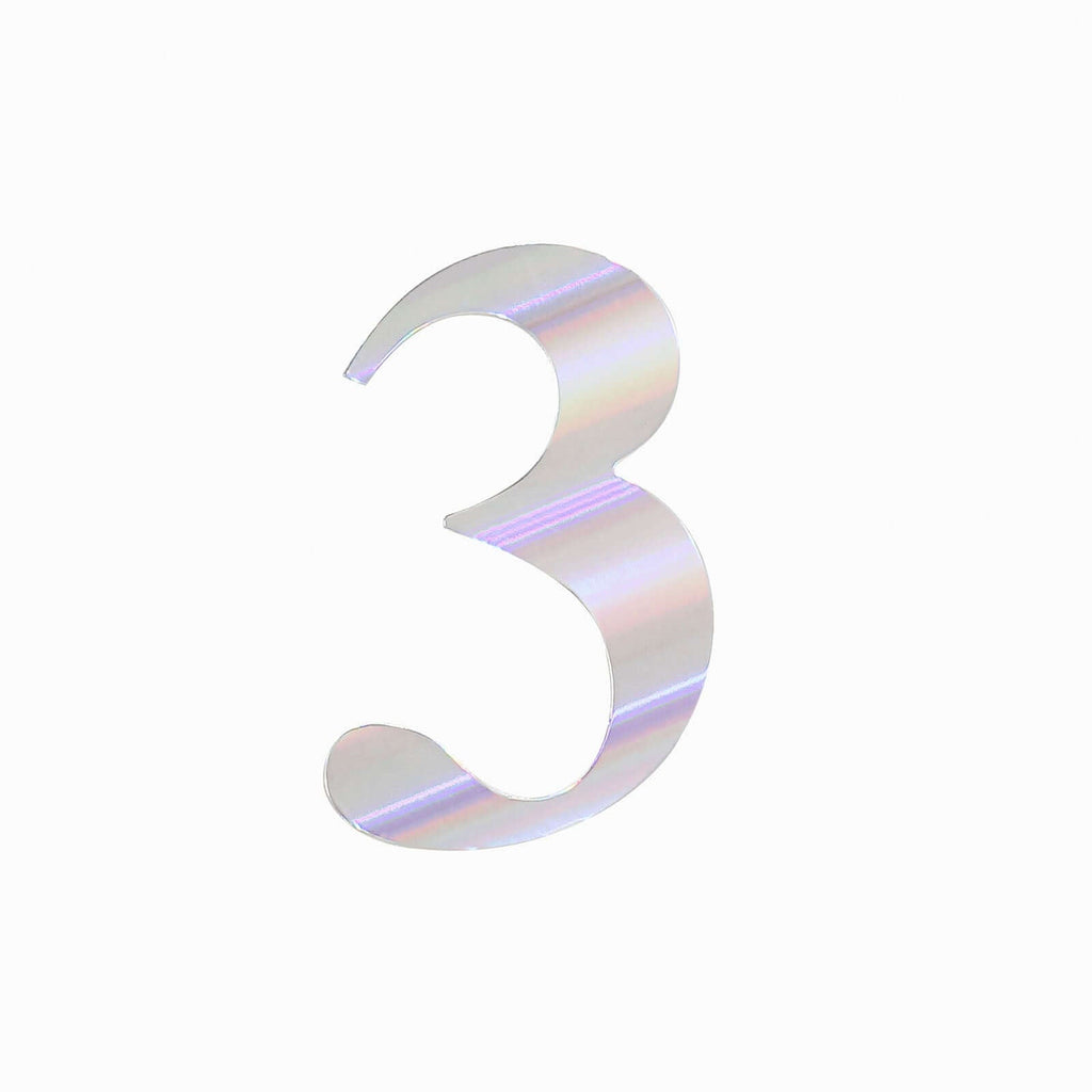 4-Pack Stickers Banner Custom 0-9 Number "3" Design Iridescent - Milestone Age and Date Stick-On Numbers 5"