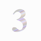 4-Pack Stickers Banner Custom 0-9 Number "3" Design Iridescent - Milestone Age and Date Stick-On Numbers 5"