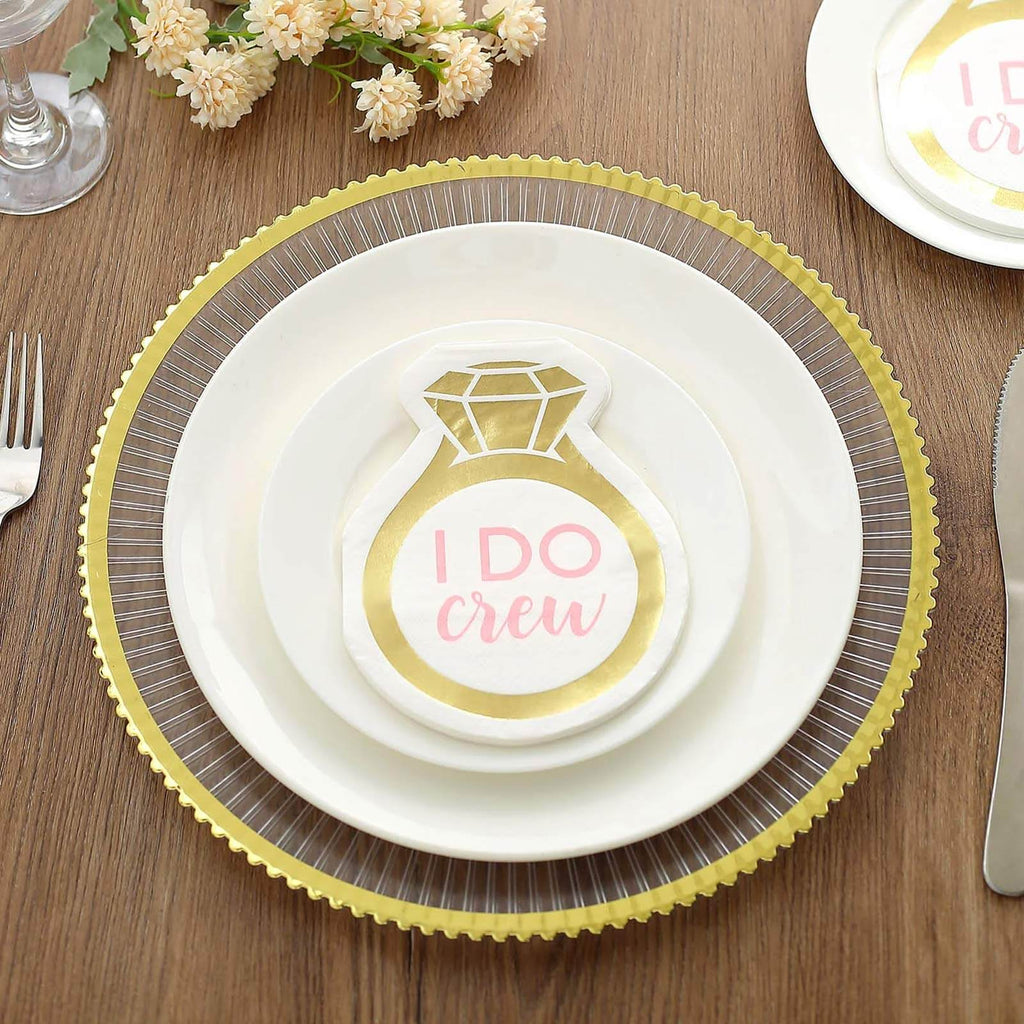 20-Pack Paper Cocktail Napkins with Ring Design - Unique Disposable Napkins for Engagements 12"x10"