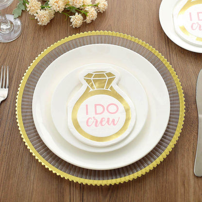 20-Pack Paper Cocktail Napkins with Ring Design - Unique Disposable Napkins for Engagements 12"x10"