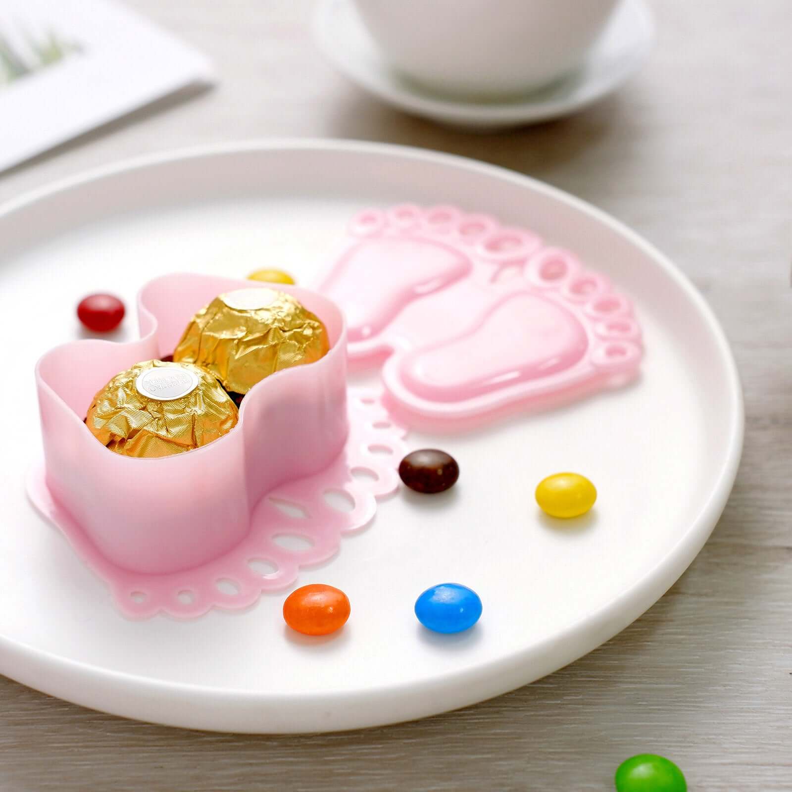 12-Pack Fillable Mini Candy Container in Baby Feet Style Pink - Unique Candy Treat Favor Boxes for Baby Shower 3.5"