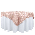 Taffeta 72"x72" Table Overlay Square Tablecloth Dusty Rose - 3D Leaf Petal Table Cover